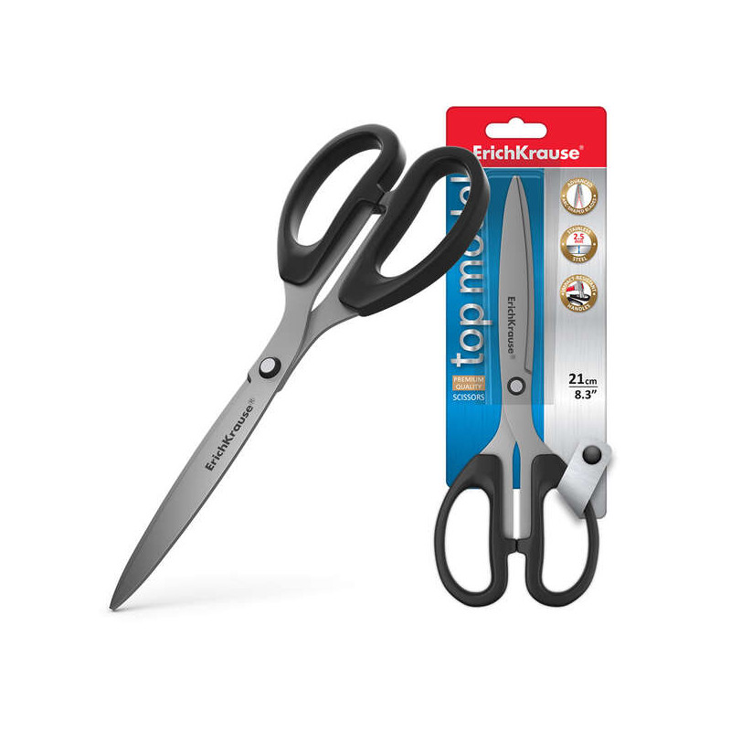 ErichKrause Top Model Tijeras de 21cm con Cuchillas en Forma de Arco de Acero Inoxidable