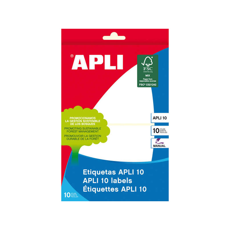 Apli Pack de 20 Etiquetas Rectangulares 81 x 110mm