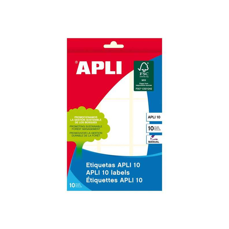 Apli Pack de 90 Etiquetas Rectangulares 34x53mm