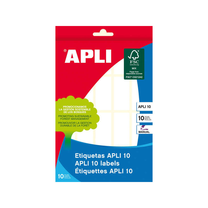 Apli Pack de 200 Etiquetas Rectangulares 19x40mm