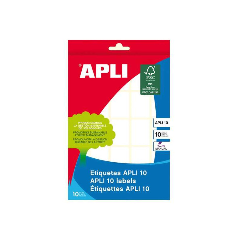 Apli Pack de 250 Etiquetas Permanentes 19x27mm