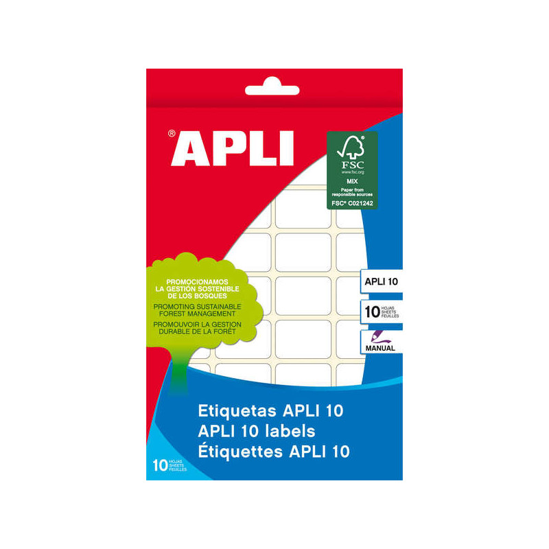 Apli Pack de 810 Etiquetas Rectangulares 10x16mm