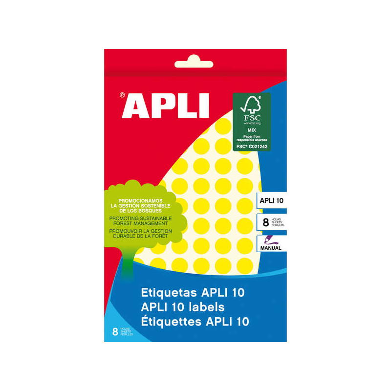 Apli Pack de 1.008 Etiquetas Redondas Ø 10mm