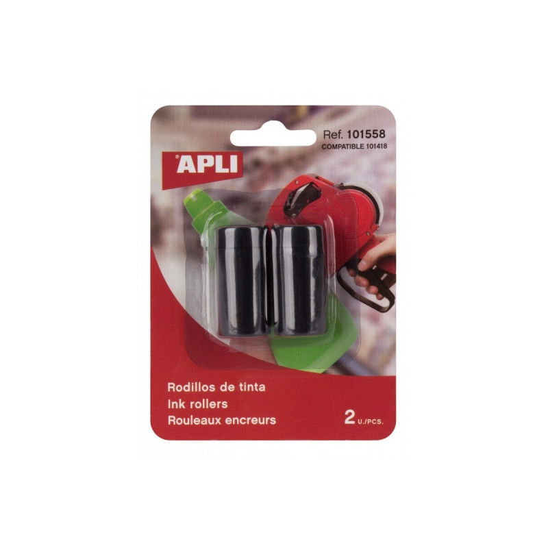 Apli Pack de 2 Recambios de para Etiquetadoras de Precios Varios Negro - con Apli 101418