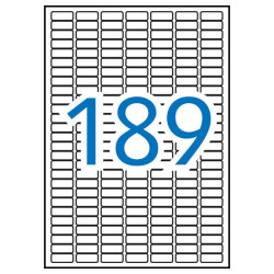 Apli Pack de 1.890 Etiquetas Rectangulares 25.4x10mm Blanco 10 Hojas por 189 Etiquetas - Adhesivo