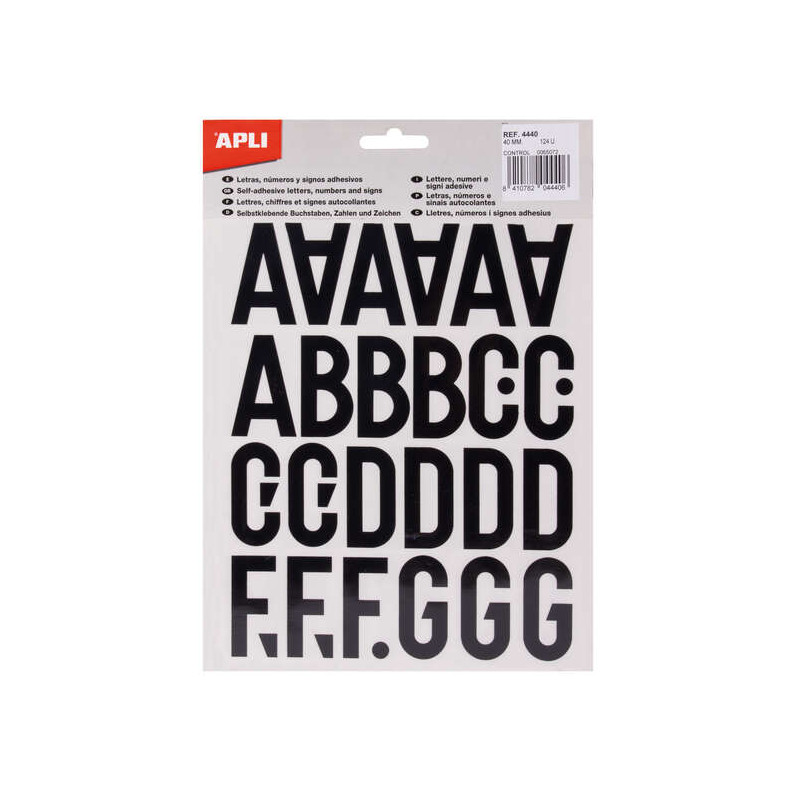 Apli Letras de Palo Mayusculas Adhesivas (5u.)