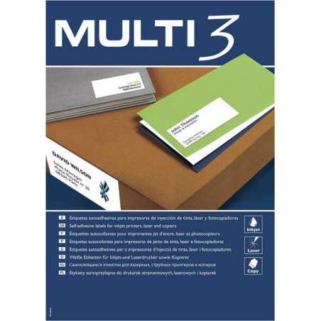 Multi3 Pack de 2700 Etiquetas Blancas Tamaño 70x30mm
