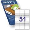 Multi3 Pack de 5100 Etiquetas Blancas Tamaño 70x16.9mm Blanco 100 Hojas x 51 Etiquetas - Aptas
