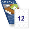 Multi3 Pack de 1200 Etiquetas Redondas 60mm de Diametro Blanco 100 Hojas x 12 Etiquetas - Aptas
