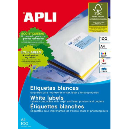 Apli Pack de 100 Etiquetas Permanentes