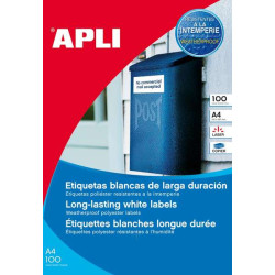 Apli Pack de 100 Etiquetas Resistentes Intemperie 210 x 297mm