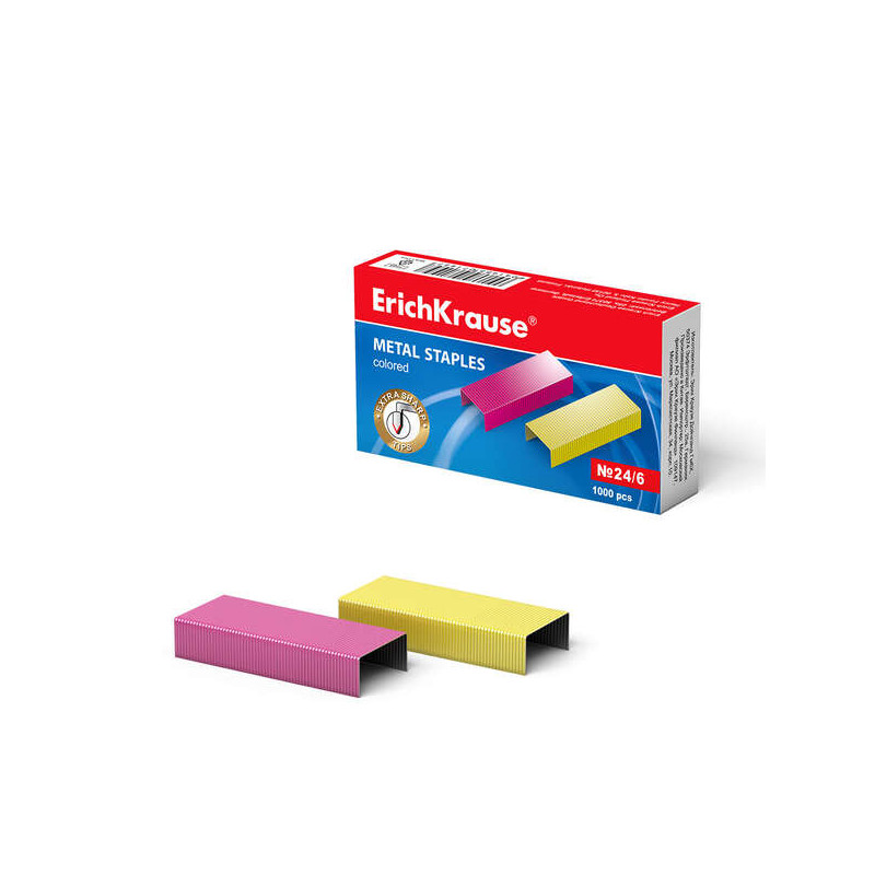 ErichKrause Caja de 1000 Grapas de Colores 24/6