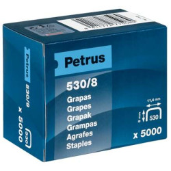 Petrus Caja de 5000 Grapas 530/8 Cobreadas para Clavadora
