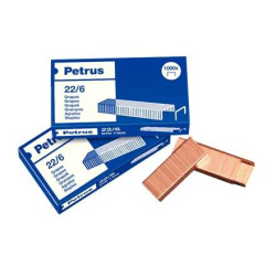 Petrus Pack de 4 Cajas de 1000 Grapas 22/6 Cobreadas