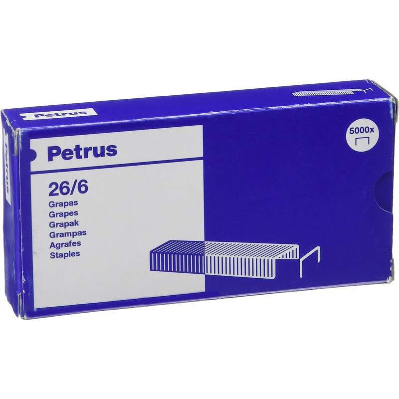 Petrus Caja de 5000 Grapas 26/6 Cobreadas