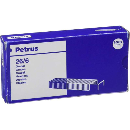 Petrus Caja de 5000 Grapas 26/6 Cobreadas