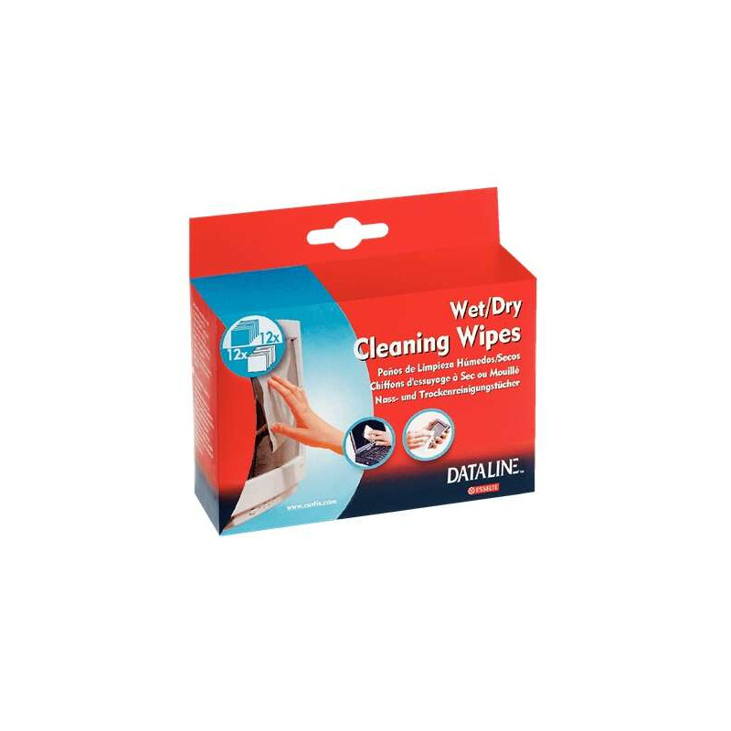 Esselte Pack de 12 Toallitas Secas y 12 Toallitas Humedas para Pantallas