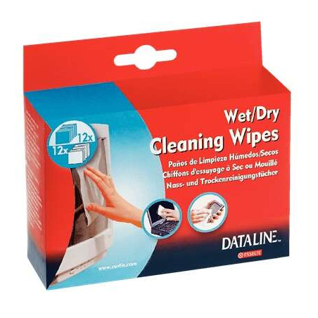Esselte Pack de 12 Toallitas Secas y 12 Toallitas Humedas para Pantallas