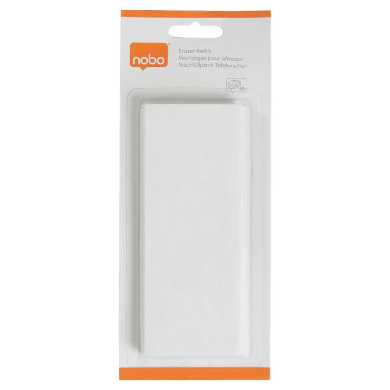 Nobo Pack de 10 Recambios para Borrador Magnetico 1901433 de Pizarra Blanca