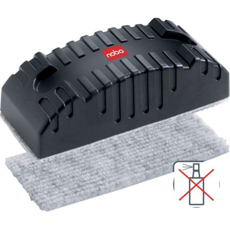 Nobo Borrador Magnetico para Pizarra Blanca Negro Borra en Seco - Elimina Residuos de Tinta y