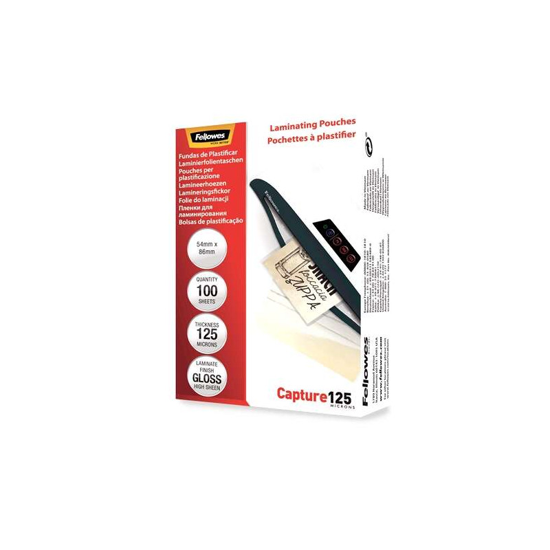 Fellowes Pack de 100 Fundas para Plastificar Tarjetas 54 x 86 mm Brillo