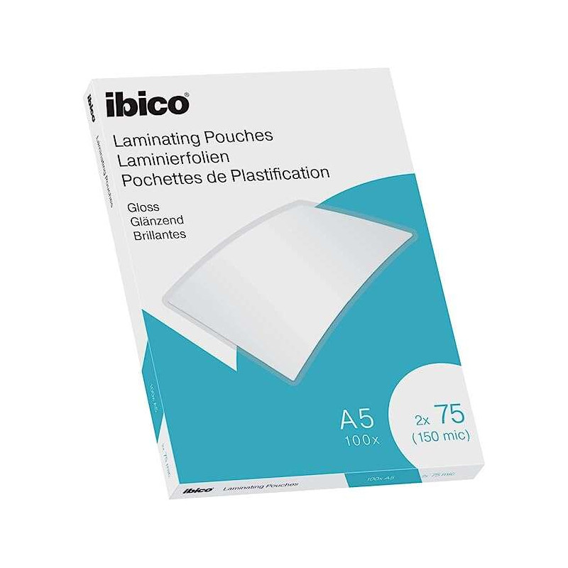 Ibico Caja de 100 Laminas para Plastificar Gloss A5 75 Micras