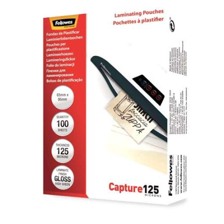 Fellowes Pack de 125 Fundas para Plastificar Tarjetas Brillo 65 x 95 mm