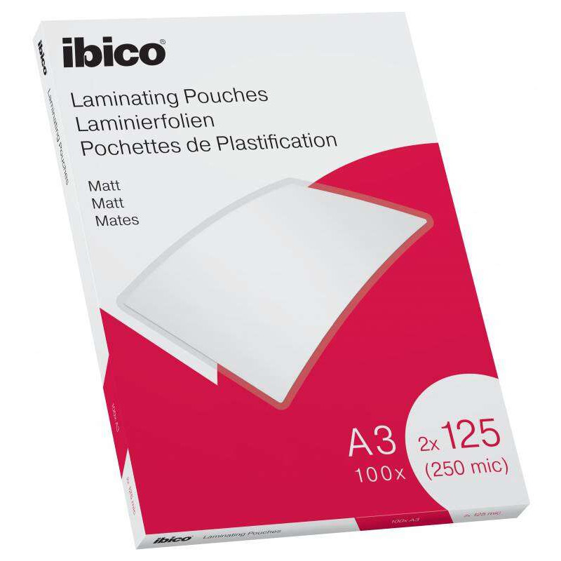 Ibico Caja de 100 Laminas de Plastificar Mate A3 125 Micras