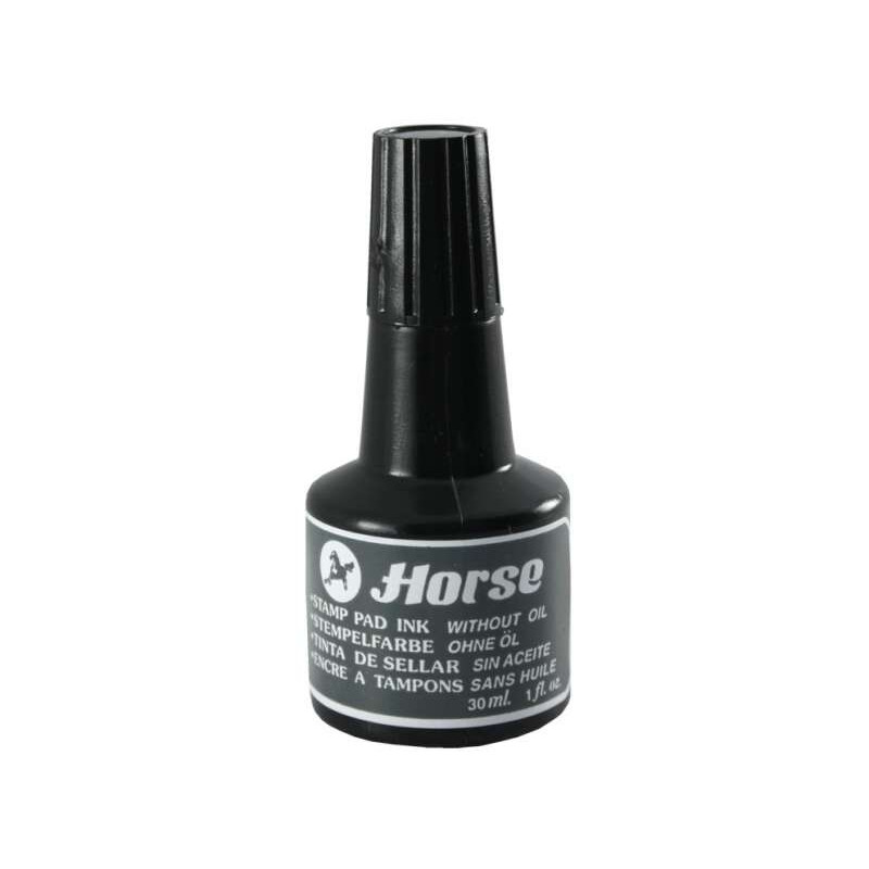Horse Bote de Tinta para Tampon 30ml Negro Sin Aceite - Color Negro