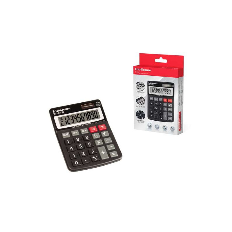 ErichKrause DC-310N Calculadora de Sobremesa con Pantalla LCD de 10 Digitos