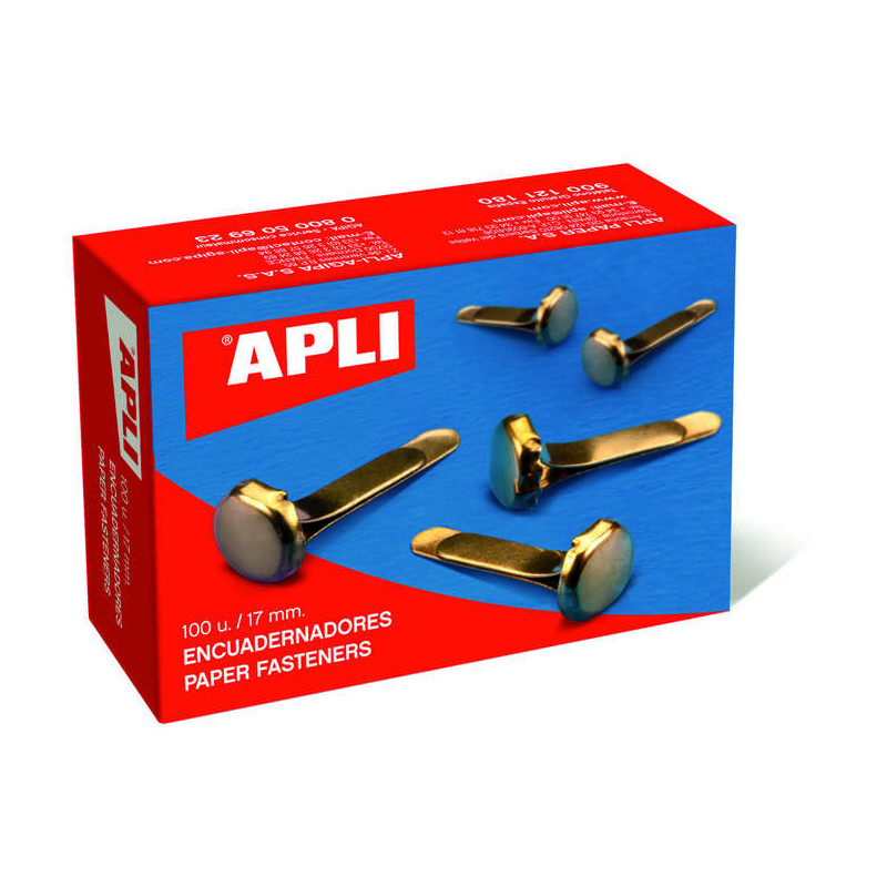 Apli Caja de 100 Encuadernadores Metalicos 12mm sin Arandela