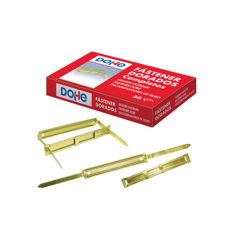 Dohe Caja de 50 Fasteners Metalicos Dorados