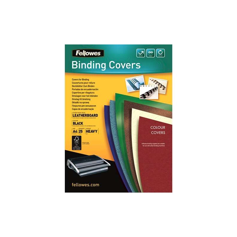 Fellowes Pack de 25 Portadas de Carton Simil Piel Delta Cuero A4
