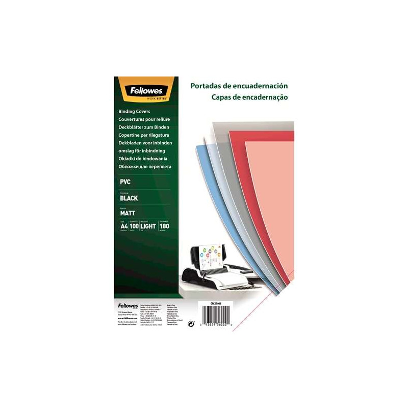 Fellowes Pack de 100 Portadas para Encuadernar de PVC A4