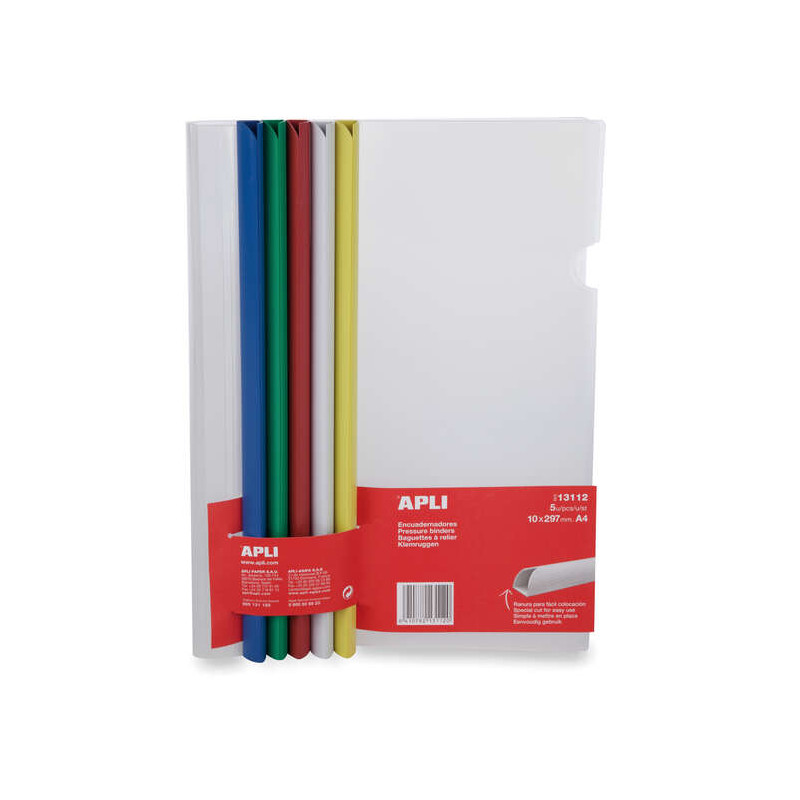 Apli Pack de 5 Encuadernadores Deslizantes 10x297mm