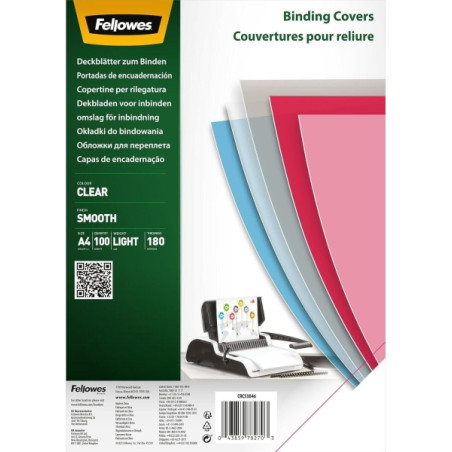 Fellowes Pack de 100 Portadas para Encuadernar de Polietileno A4 180 Micras
