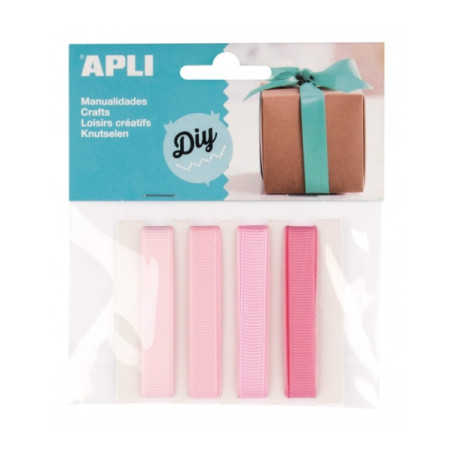 Apli Pack de 4 Cintas de Tela Rosa