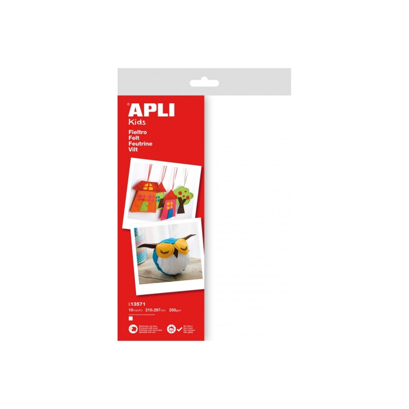 Apli Pack de 10 Hojas de Fieltro A4