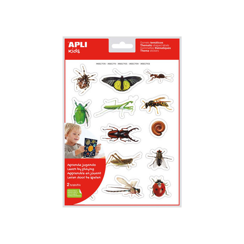 Apli Bolsa de Gomets Tematicos Realistas Insectos
