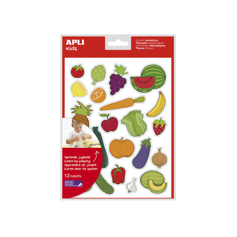 Apli Bolsa de Gomets Tematicos Frutas y Verduras