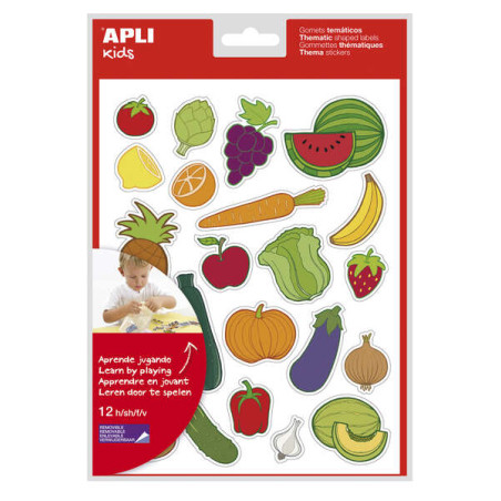 Apli Bolsa de Gomets Tematicos Frutas y Verduras