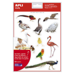 Apli Gomets Tematicos Realistas de Aves (5u.)