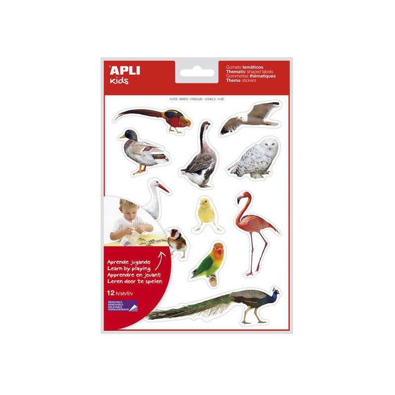 Apli Gomets Tematicos Realistas de Aves (5u.)