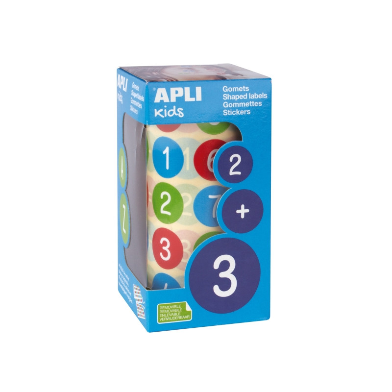 Apli Rollo de 900 Gomets Redondos con Numeros Ø 20 mm
