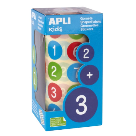 Apli Rollo de 900 Gomets Redondos con Numeros Ø 20 mm