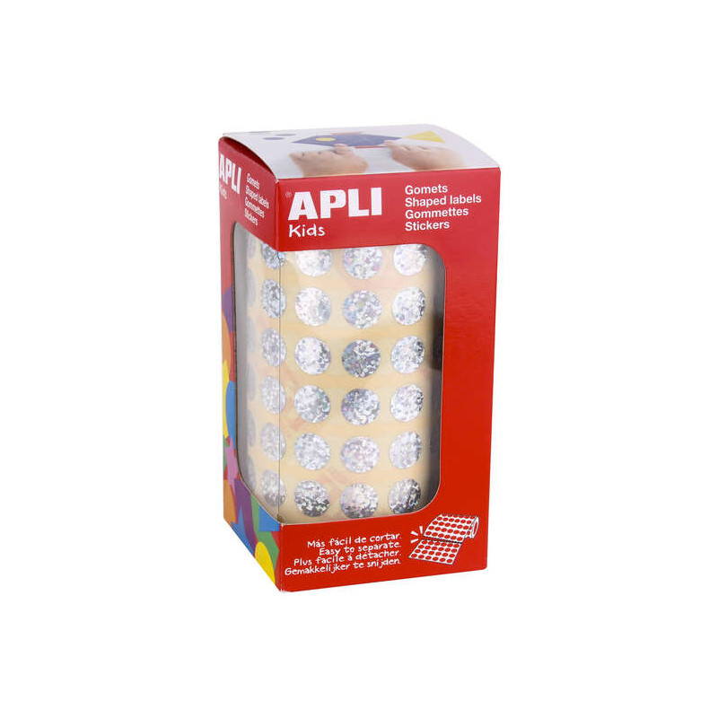 Apli Gomets Redondos Holograficos Plata