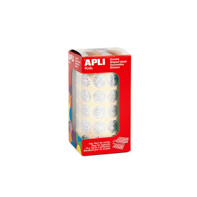 Apli Gomets Redondos Holograficos Plata