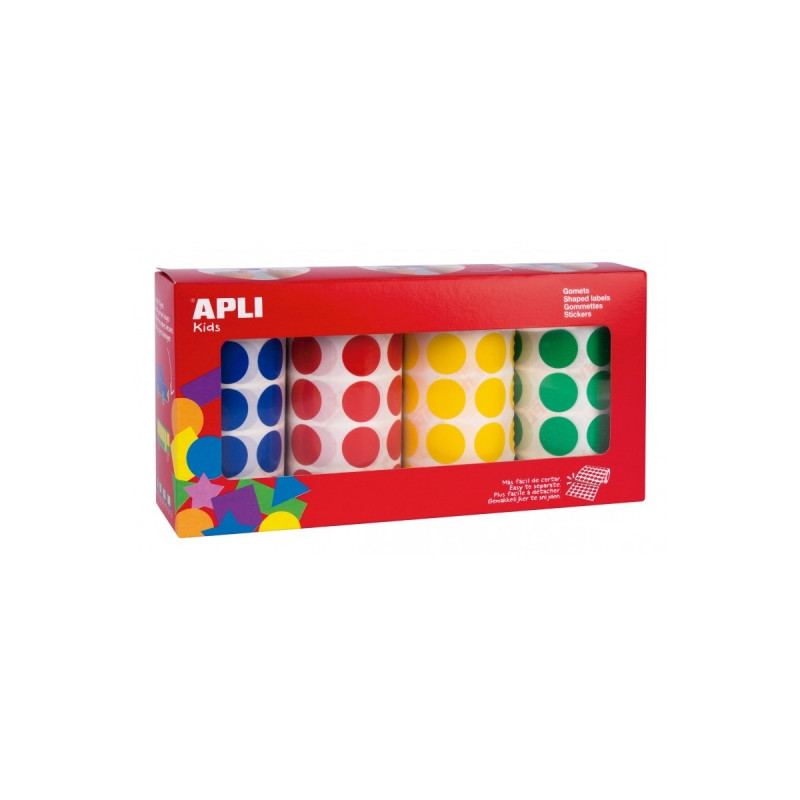 Apli Pack de 4 Rollos de Gomets Redondos Ø 20mm