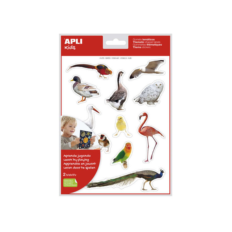 Apli Gomets Tematicos Realistas de Aves (5u.)
