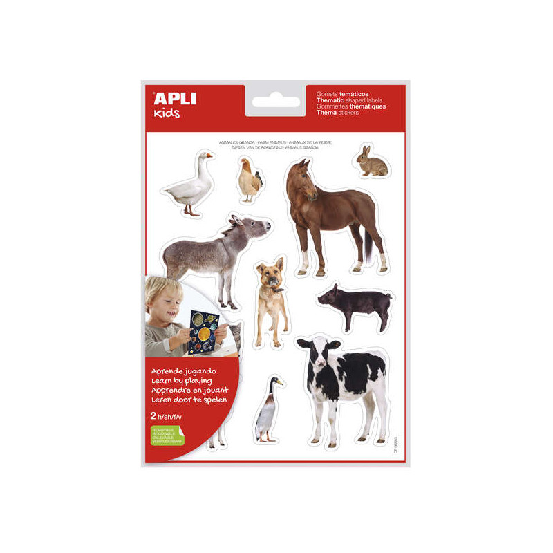 Apli Bolsa de Gomets Tematicos Realistas Animales de la Granja (5u.)